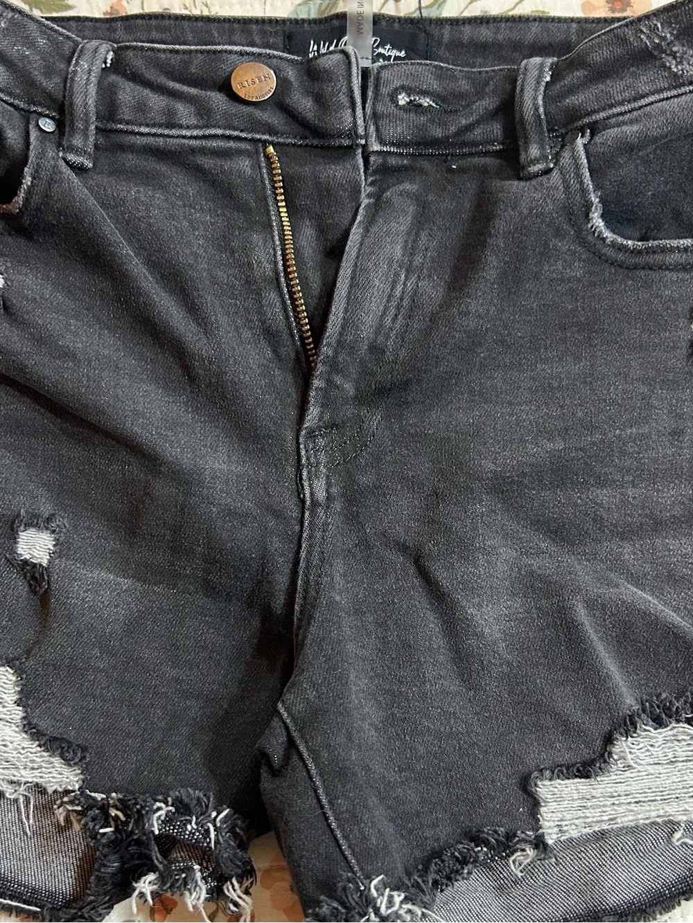 Black Distressed women’s Shorts by Risen medium